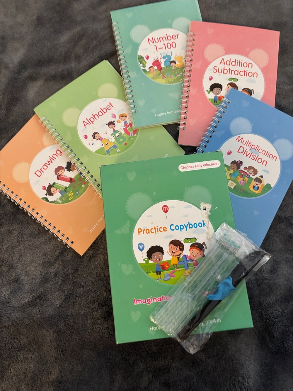 Practice Copybook Kids Learning Workbook Set (5 books and 1 pen)